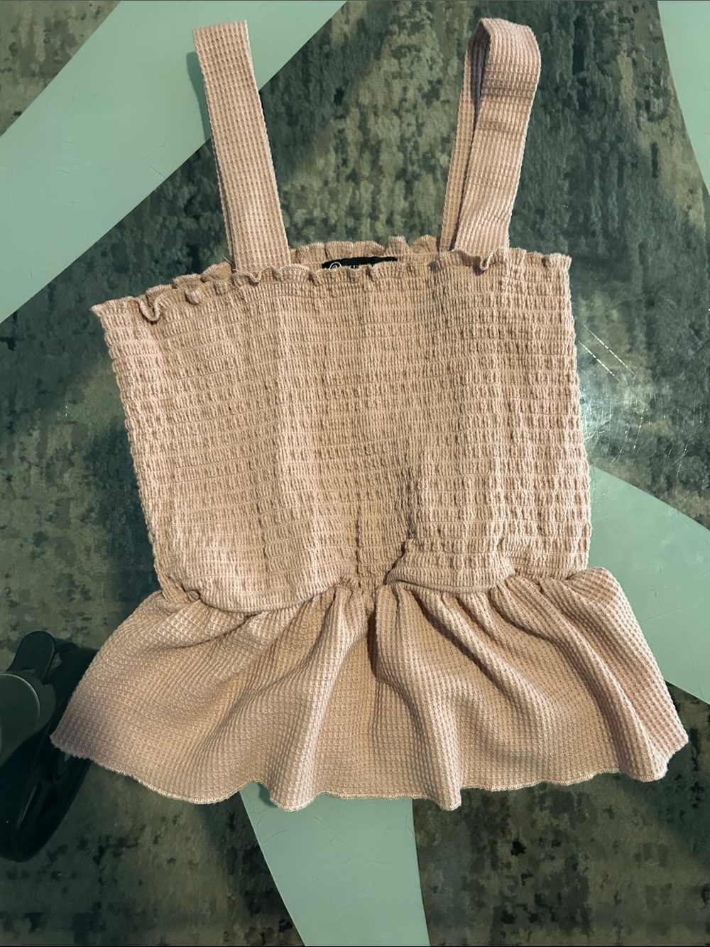 Versona Blush Smocked Peplum Camisole